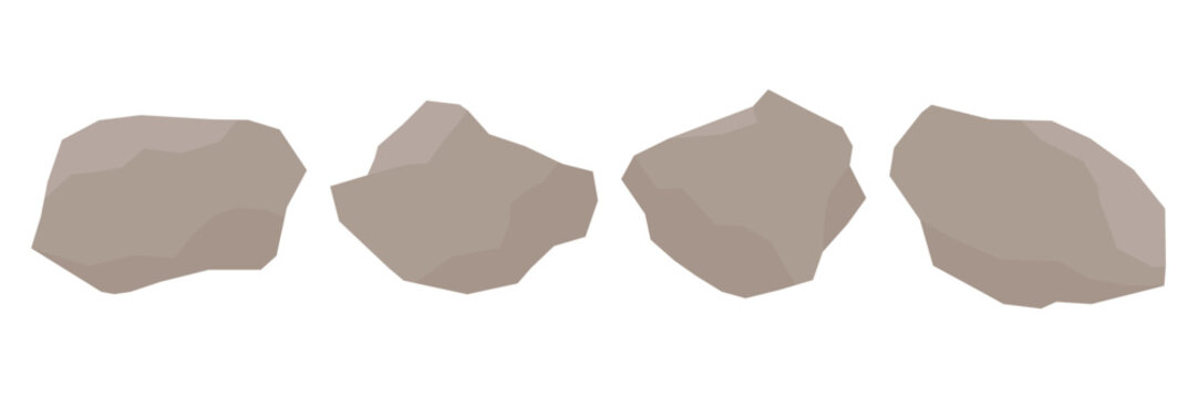 Brown rock specimen vector set. Stone samples.