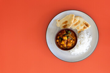 Plate of Vegetarian Indian Paneer Curry