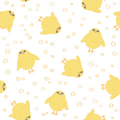 Delicate seamless pattern with baby chicks. Print for textiles, fabric, wallpaper and paper for the nursery and children's room.