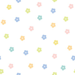 Delicate floral print on a white background. Small summer flowers in simple calico style seamless pattern. Good for fabric, textile and paper printing.