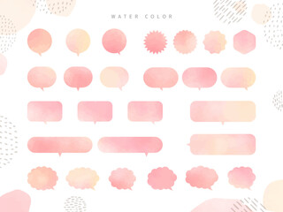 水彩 シンプル 吹き出し フレーム セット water color かわいい ピンク おしゃれ - obrazy, fototapety, plakaty