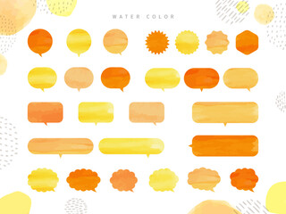 水彩 シンプル 吹き出し フレーム セット water color かわいい オレンジ 黄色 ポカポカ 温かみ - obrazy, fototapety, plakaty