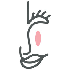 Abstract Women Face Line Art