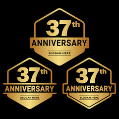 37 years anniversary celebration logotype. 37th anniversary logo collection. Set of anniversary design template. Vector and illustration. 