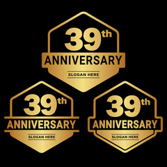 Obraz premium 39 years anniversary celebration logotype. 39th anniversary logo collection. Set of anniversary design template. Vector and illustration. 
