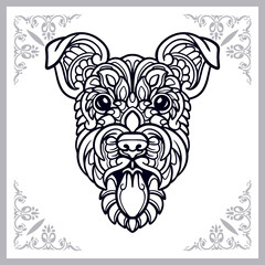 Dog head zentangle arts isolated on white background