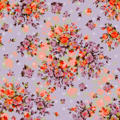  Abstract floral print bouquets of roses . Beautiful pattern for decoration of textiles and design. Flower background. Art drawing for surface. Tenderness decor.