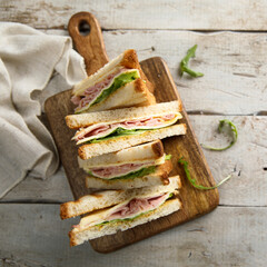 Traditional ham and cheese sandwiches