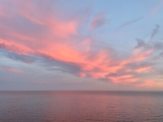red clouds over the sea