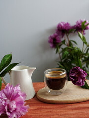 cup of coffee with flowers