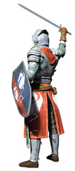 Brave Knight With Raised Sword 3d-Rendering