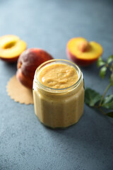 Homemade spicy peach sauce, canned