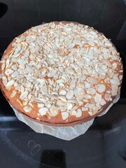 Almond flour cake on parchment paper
