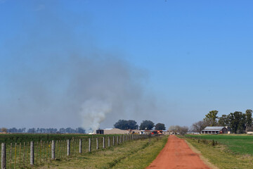 cielo humo cesped camino polvo ladrillo