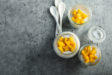 Healthy chia pudding with mango