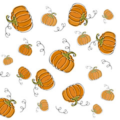 Pumpkins, Halloween seamless pattern on a white background. Seasonal decor