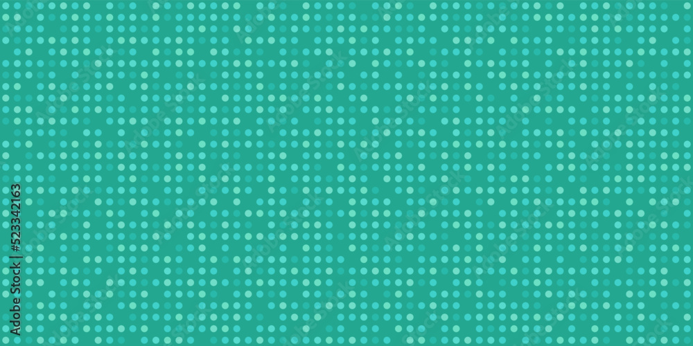 Poster Turquoise dots vector. Pattern of identical dots on a turquoise background.