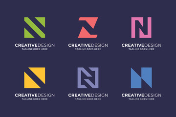 Flat design N logo vector template collection