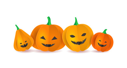 Collection of 3D Paper Pumpkins with Halloween Faces