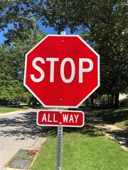 stop sign on a road