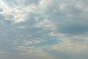 Fototapeta na wymiar Blue cloudy sky. Sky background gradient, bright and enjoy your look with refreshing sky.