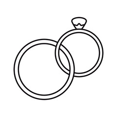 Rings line icon on white. Wedding symbol. Vector illustration