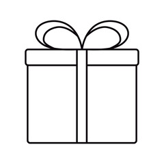 Gift box with ribbon line icon, outline vector sign, linear style pictogram isolated on white. Editable stroke