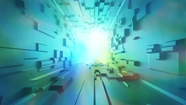 Futuristic abstract animation of sci-fi tunnel travel at constantly light speed. Sci-fi digital graphic design, illustration, creative modern, matrix motion design,and light speed hyperspace concepts.