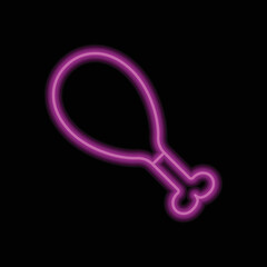 Chicken leg simple icon vector. Flat design. Purple neon on black background.ai