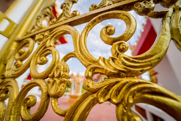 Details and fragments of old traditional buddhist temple in Thailand