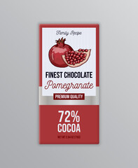 Pomegranate Chocolate Label Design Hand Drawn Illustration