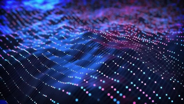 4k particle landscape background red blue points metaverse cyber