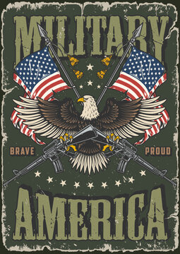 Military America poster colorful vintage