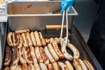 Grilling sausages