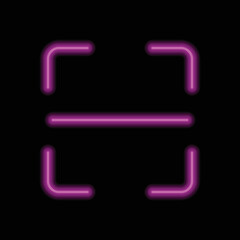 Scan code simple icon vector. Flat design. Purple neon on black background.ai