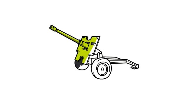 war weapon cannon Sketch and 2d animation, tank
