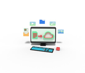 3d illustration of email in cloud storage computer