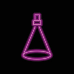 Spotlight simple icon vector. Flat design. Purple neon on black background.ai