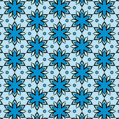 seamless pattern with blue flowers