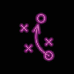 Tactic and strategy simple icon vector. Flat design. Purple neon on black background.ai