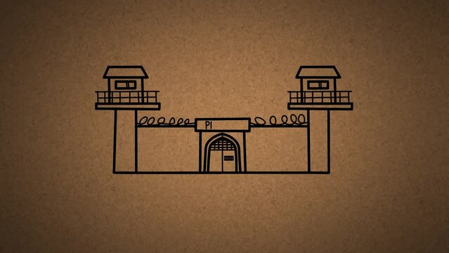 Prison Sketch and 2d animation, building 