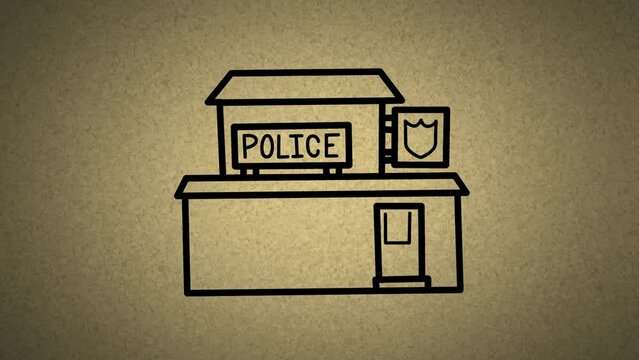 Police station Sketch and 2d animation