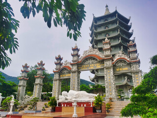 Buddhist temple near lady buddha statue, Da Nang, Vietnam.