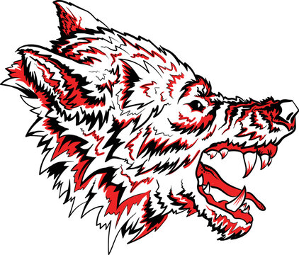 The Vector dog  or wolf for tattoo or T-shirt design or outwear.  Cute print style logo  dog  or wolf  background. This hand drawing would be nice to make on the black fabric or canvas.