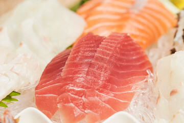 Assorted fresh sashimi on a plate