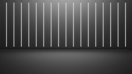 Dark black empty architecture interior space room studio background backdrop wall display products minimalistic. 3d rendering.