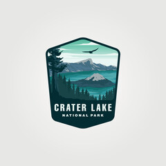 crater lake vintage logo vector symbol illustration design - obrazy, fototapety, plakaty