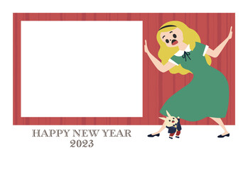 アリスとウサギ 2023年年賀状フォトフレーム 賀詞のみ