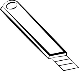 paper cutter and pocket knife using for hand craft isolated in white background doodle style vector illustration 