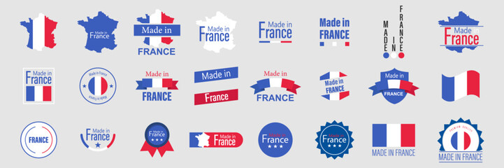 Set of badge logotype Made in France